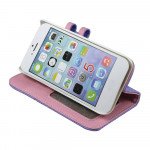 Wholesale iPhone 5 5S Square Flip Leather Wallet Case with Stand (Purple)